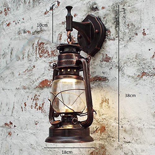 Bcyhh – Farol de pared vintage, rústico, clásico, de hierro forjado, 1 × E27, 220 V, metal, Rojo retro, E27, 40.0W, 220.00V