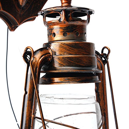 Bcyhh – Farol de pared vintage, rústico, clásico, de hierro forjado, 1 × E27, 220 V, metal, Rojo retro, E27, 40.0W, 220.00V