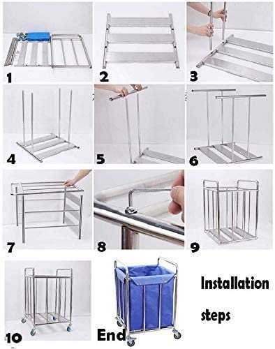 BDD Carros, Carrito Clasificador de Ropa, Almacenamiento de Ropa Sucia para Trabajo Pesado, Carro de Cesto de Ropa Comercial con Ruedas,50 X 80 X 90 cm