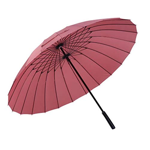 BDWS Paraguas Paraguas de Aumento de 24 Huesos 2-3 Personas Mujer Hombre Coche Gran Paraguas Recto a Prueba de Viento Parasol de corporación   Gris Rosado pálido