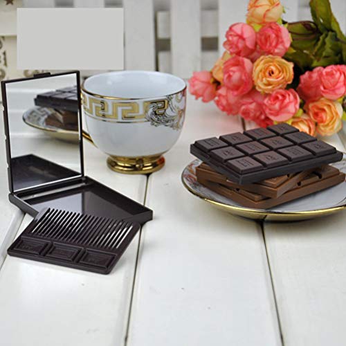 Beaupretty 2 unids espejo compacto de chocolate espejo de monedero espejo de maquillaje espejo con peine para niñas mujeres damas