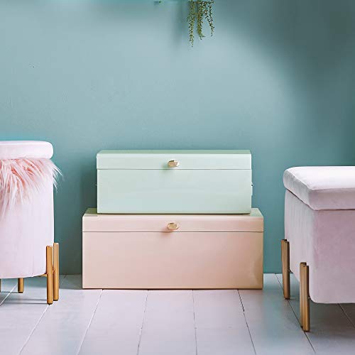 Beautify Juego de 2 Baúles de Metal de Acero Verde Menta y Rosa Caja de Almacenamiento para el Dormitorio y la Sala de Estar en Colores Pastel