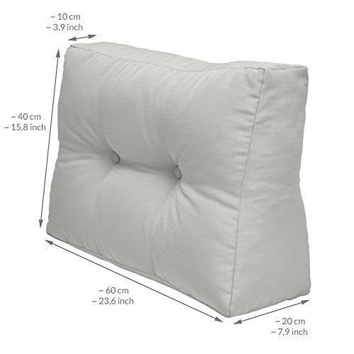 Beautissu Cojín Lateral para palés Eco Elements Acolchados Palet In/Outdoor Europalets - 60x40x10cm Gris Claro