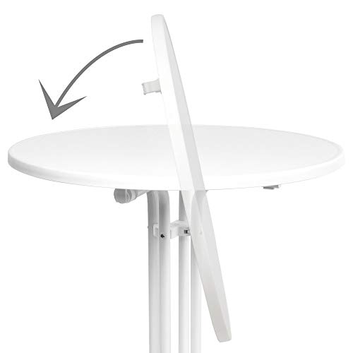Beautissu Mesa de Bar Alta Sylt - Plegable Ø 80 cm Mesa de Bistro de Exterior Redonda Blanco - Nivelable por Tornillos Calidad Gastronomía & Resistente al Calor