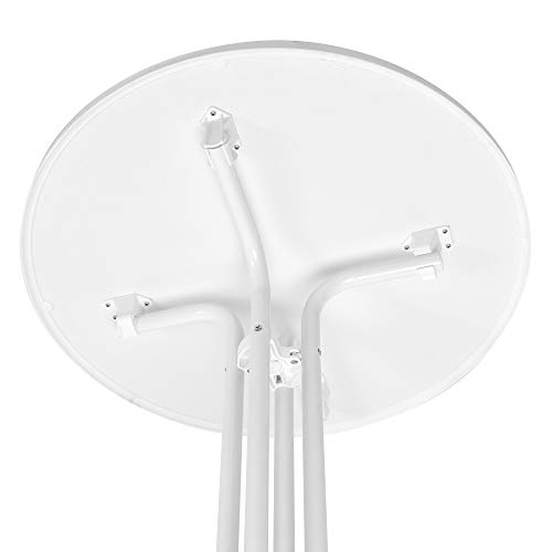 Beautissu Mesa de Bar Alta Sylt - Plegable Ø 80 cm Mesa de Bistro de Exterior Redonda Blanco - Nivelable por Tornillos Calidad Gastronomía & Resistente al Calor