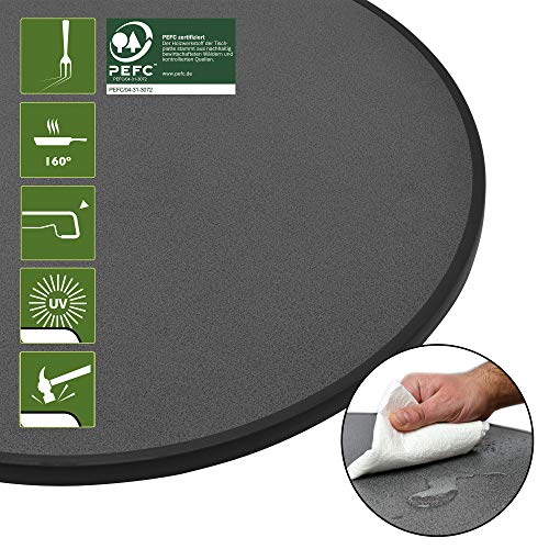 Beautissu Mesa de Bar Alta Sylt - Plegable Ø 80 cm Mesa de Bistro de Exterior Redonda Gris - Nivelable por Tornillos Calidad Gastronomía & Resistente al Calor