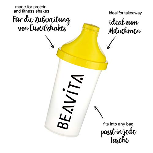 BEAVITA Slim Shaker - para batidos de proteínas o bebidas isotónicas mixtas - Botella con cierre de tapa abatible - 500 ml - Apto para lavavajillas y perfecto para llevar al gimnasio