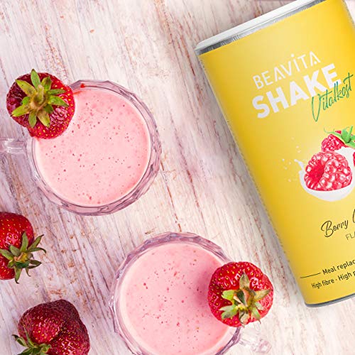 BEAVITA Vitalkost sabor frambuesas & yogurt | 572g | 208 kcal en cada porción | Fácil Preparación | Sin gluten o conservantes | Suplemento con proteína, vitaminas y minerales | Fórmula para adelgazar