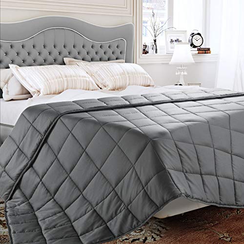 BedStory Manta Ponderada 100% Algodón Natural Manta Sofa Gris Oscuro Antiácaros Hipoalergénica Suave y Cómoda Puede Aliviar la Ansiedad el Estrés el Insomnio 152x203 cm (6,8 kg) Adultos
