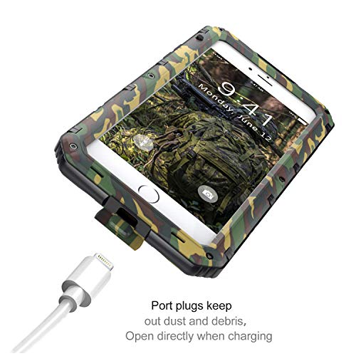 Beeasy Funda Aluminio iPhone 7/8 Dura,IP68 Certificado Sumergible Carcasa,360 Grados Protección Pantalla Incorporado,Militar Imperemeable Antigolpes Antipolvo Robusta Duradera Fuerte,Camuflaje