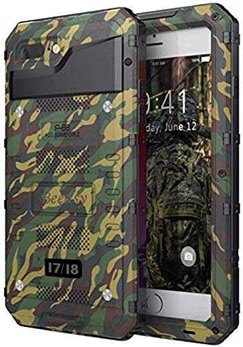 Beeasy Funda Aluminio iPhone 7/8 Dura,IP68 Certificado Sumergible Carcasa,360 Grados Protección Pantalla Incorporado,Militar Imperemeable Antigolpes Antipolvo Robusta Duradera Fuerte,Camuflaje