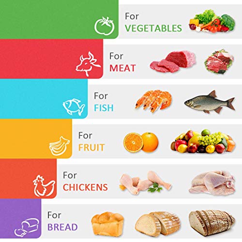 beedopure Juego de Cocina de Tablas de Cortar de plástico, Juego de Tablas de Cortar Flexible Extra Gruesa, Esteras para Iconos (Juego de 6)