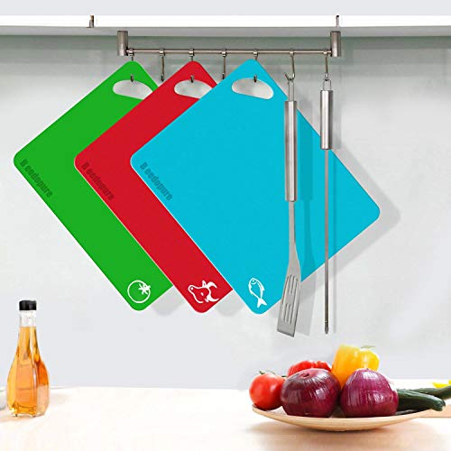 beedopure Juego de Cocina de Tablas de Cortar de plástico, Juego de Tablas de Cortar Flexible Extra Gruesa, Esteras para Iconos (Juego de 6)
