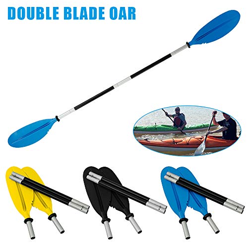 Beenle-Icey Remos Aluminio de Doble Longitud Total 220 cm Convertibles en Uno Se Puede Dividir en 4 Secciones para Sup Kayak Piragua Canoa Barco Color Negro Azul Amarillo (Amarillo)