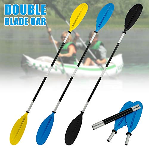 Beenle-Icey Remos Aluminio de Doble Longitud Total 220 cm Convertibles en Uno Se Puede Dividir en 4 Secciones para Sup Kayak Piragua Canoa Barco Color Negro Azul Amarillo (Amarillo)