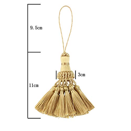 BEL Avenir Paquete De 4 Borlas De Poliéster Elegantes Hechas A Mano Borlas Coloridas para Correas De Llavero Accesorios Decorativos DIY(Dorado)