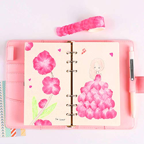 BELIOF Rollo Cinta Adhesiva Decorativa de Pétalos de Flores 6 Estilos Pegatinas de Pétalos de Flores Multicolores para Álbumes de Recortes Diario Bricolaje DIY Artesanía Cinta de Washi de Pétalos