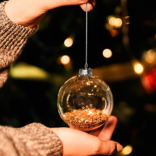 BELLE VOUS Bola de Navidad (Pack de 12) - Bola Navidad Redonda Transparente Ornamento para Eventos de Las Fiestas, Decoración de Bodas, Artes Colgantes y Manualidades - Bolas de Plastico Transparente
