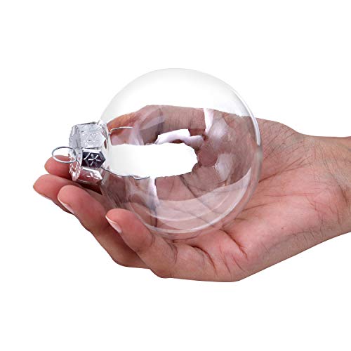 BELLE VOUS Bola de Navidad (Pack de 12) - Bola Navidad Redonda Transparente Ornamento para Eventos de Las Fiestas, Decoración de Bodas, Artes Colgantes y Manualidades - Bolas de Plastico Transparente