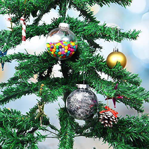 BELLE VOUS Bola de Navidad (Pack de 12) - Bola Navidad Redonda Transparente Ornamento para Eventos de Las Fiestas, Decoración de Bodas, Artes Colgantes y Manualidades - Bolas de Plastico Transparente