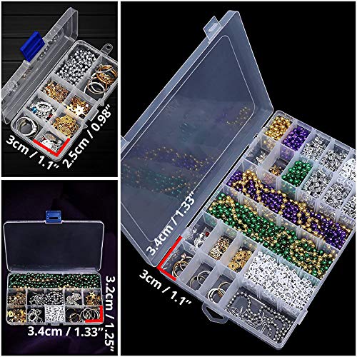 BELLE VOUS Caja Almacenamiento (Pack de 4) - 1 Grande, 2 Mediana y 1 Pequeña - Caja Organizadora Plastico con Compartimentos Desmontables para Joyas, Cuentas, Anzuelos, Accesorios de Costura