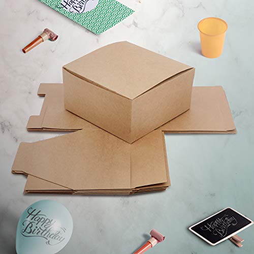 Belle Vous Kraft Cajas de Regalo (Pack de 12) - (20,3x20,3x10,1cm) Cajas Regalo con Tapa para Regalos, Manualidades, Bodas, Cajas de Magdalenas, Galletas, Dulces, Joyas, Festivales