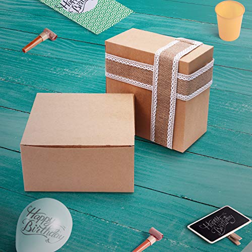 Belle Vous Kraft Cajas de Regalo (Pack de 12) - (20,3x20,3x10,1cm) Cajas Regalo con Tapa para Regalos, Manualidades, Bodas, Cajas de Magdalenas, Galletas, Dulces, Joyas, Festivales
