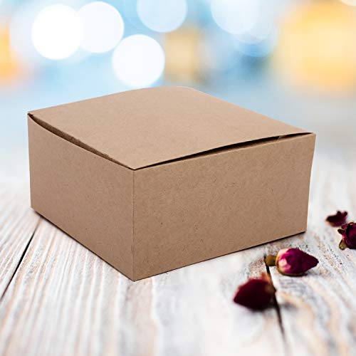 Belle Vous Kraft Cajas de Regalo (Pack de 12) - (20,3x20,3x10,1cm) Cajas Regalo con Tapa para Regalos, Manualidades, Bodas, Cajas de Magdalenas, Galletas, Dulces, Joyas, Festivales