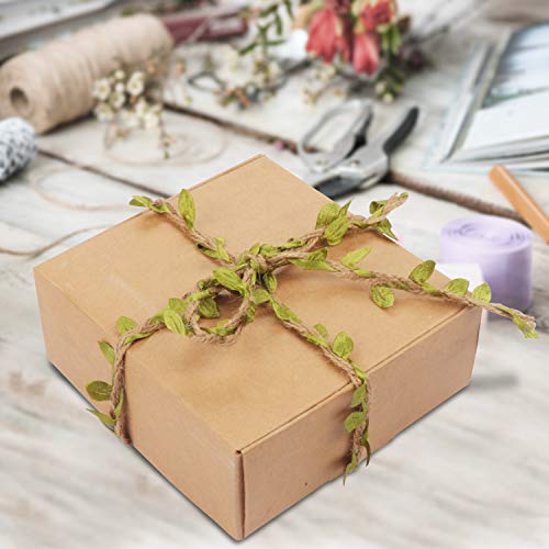 BELLE VOUS Yute con Hojas (4 Rollos) - 131ft Artificial Verde Hojas Tela con Yute Arpillera Cuerda Enredadera - Cuerda Hojas para Manualidades, Decoración del Hogar, Regalos