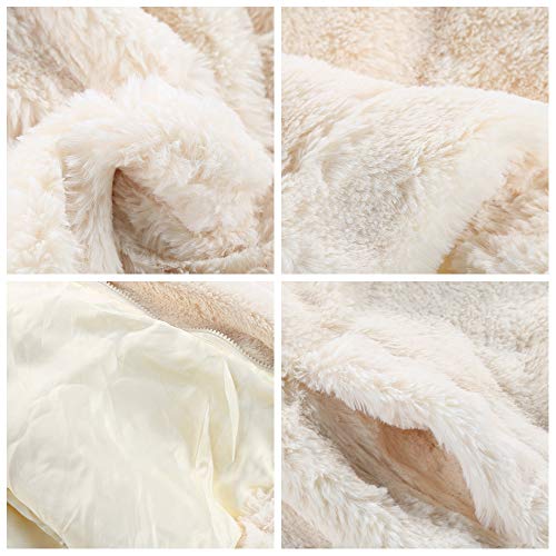 Bellivera - Chaqueta de piel sintética para mujer con 2 bolsillos laterales, el abrigo con capucha blanco XXL
