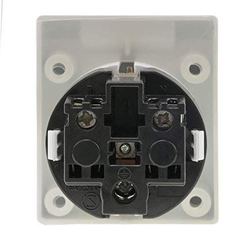 BeMatik - Base de Enchufe schuko empotrable IP44 a Tornillo con Tapa de Color Blanco