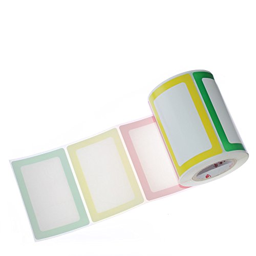 Benail - Etiquetas de nombre lisas coloridas, el paquete 1 rollo, 300 pegatinas, 9 x 5,72 cm