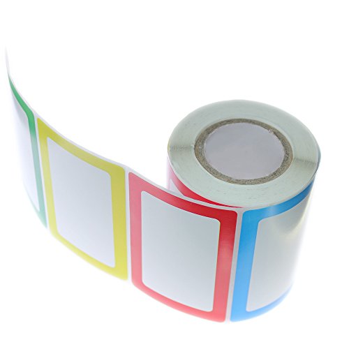 Benail - Etiquetas de nombre lisas coloridas, el paquete 1 rollo, 300 pegatinas, 9 x 5,72 cm