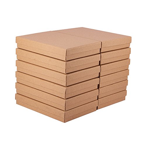 BENECREAT 12 Pack Cajas de Cartón Kraft para Collar 18x12.5x3cm Gran Caja de Regalo Rectácula de Pulsera y Pendientes Cumpleaños Boda Festival