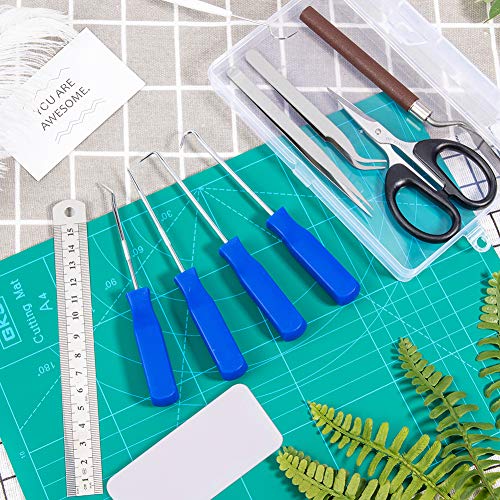 BENECREAT 12PCS Herramientas de Deshierbe de Vinilo de Precision de Acero Inoxidable Herramientas Cricut Incluyendo Tijera, Pinzas, Escardadores, Raspador, Espatula,Regla, Contenedor