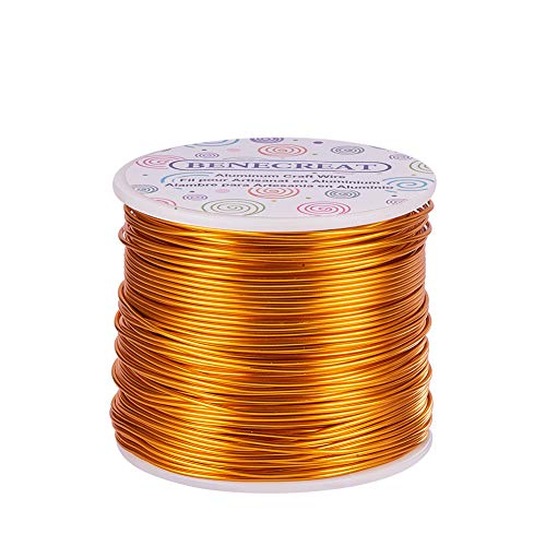 BENECREAT 150m Alambre de Aluminio Anodizado Fabricación de Artesanías Rebordeado Alambre de Artesanía de Aluminio de Color Floral (1mm- Oro)