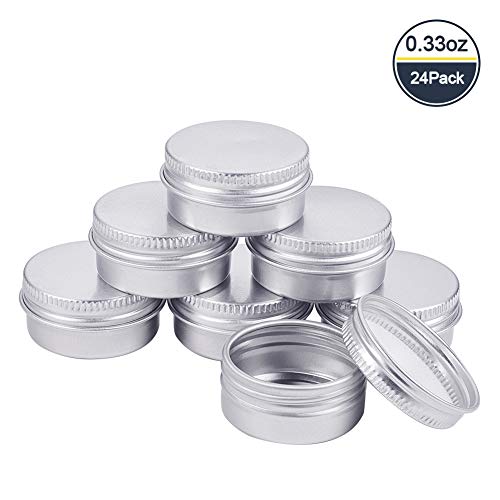 BENECREAT 24 Pack 10ml Lata de Aluminio Caja de Aluminio Redondas con Tapa de Rosca Contenedores Metálicos - Ideal para Almacenar Especias, Dulces, Té o Pastillas (Platino)
