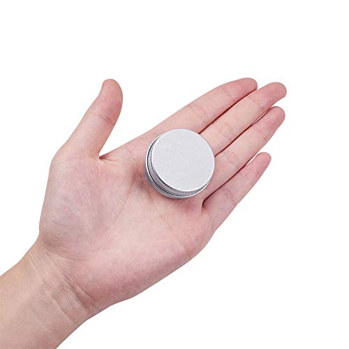 BENECREAT 24 Pack 10ml Lata de Aluminio Caja de Aluminio Redondas con Tapa de Rosca Contenedores Metálicos - Ideal para Almacenar Especias, Dulces, Té o Pastillas (Platino)
