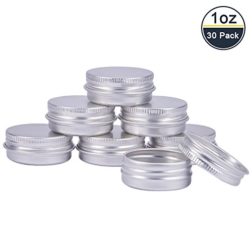 BENECREAT 30 Pack 15ml Lata de Aluminio Caja de Aluminio Redondas con Tapa de Rosca Contenedores Metálicos - Ideal para Almacenar Especias, Dulces, Té o Pastillas (Platino)