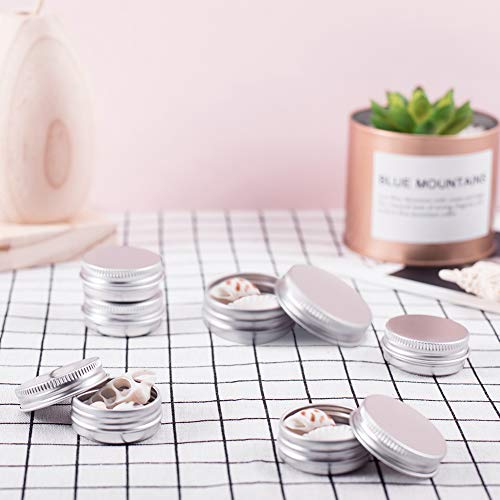 BENECREAT 30 Pack 15ml Lata de Aluminio Caja de Aluminio Redondas con Tapa de Rosca Contenedores Metálicos - Ideal para Almacenar Especias, Dulces, Té o Pastillas (Platino)