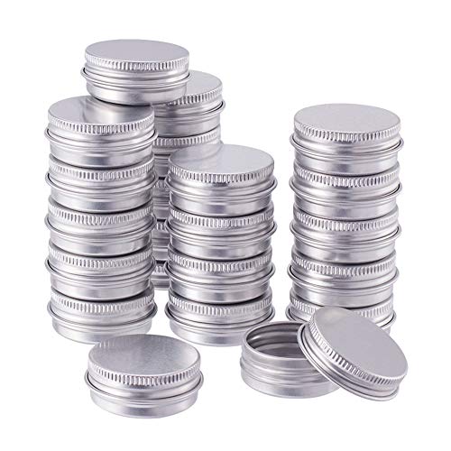 BENECREAT 30 Pack 15ml Lata de Aluminio Caja de Aluminio Redondas con Tapa de Rosca Contenedores Metálicos - Ideal para Almacenar Especias, Dulces, Té o Pastillas (Platino)