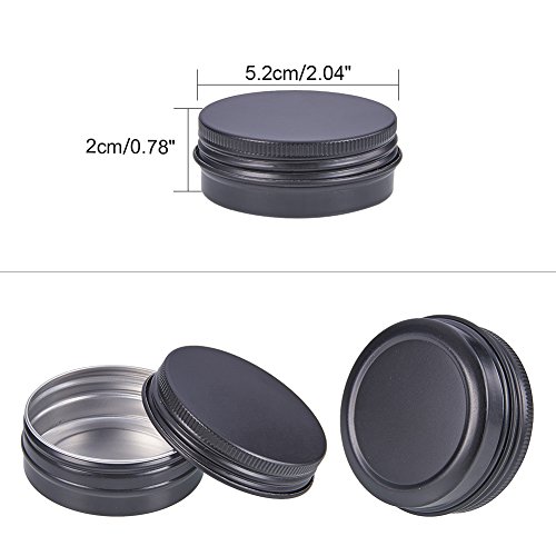 BENECREAT 30 Pack 30ml Latas de estano con Tapa de Rosca, latas Redondas de Aluminio, latas con Tapas de Rosca y Tapas: Ideal para almacenar Especias, Caramelos, te o Regalos (Negro)
