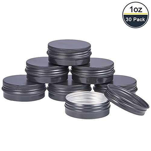BENECREAT 30 Pack 30ml Latas de estano con Tapa de Rosca, latas Redondas de Aluminio, latas con Tapas de Rosca y Tapas: Ideal para almacenar Especias, Caramelos, te o Regalos (Negro)