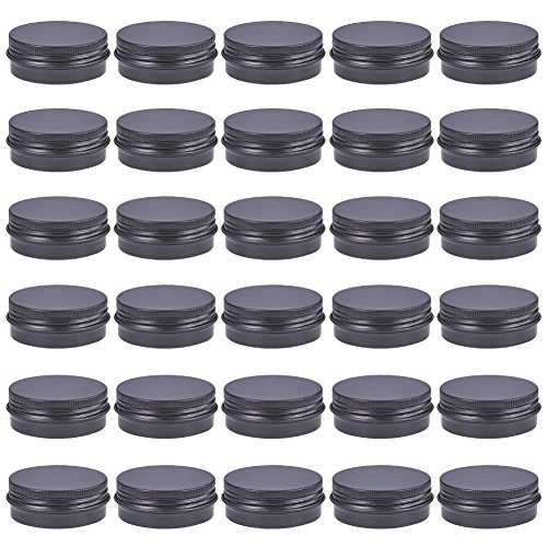 BENECREAT 30 Pack 30ml Latas de estano con Tapa de Rosca, latas Redondas de Aluminio, latas con Tapas de Rosca y Tapas: Ideal para almacenar Especias, Caramelos, te o Regalos (Negro)