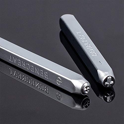 BENECREAT 42PCS 1/8"3 mm Sello de Metal con Letras y números,Mate Efecto Acero al Carbono, A-Z y 0-9, Sellos en mayúsculas Herramienta punzonada para Marcas en Cuero y Metal