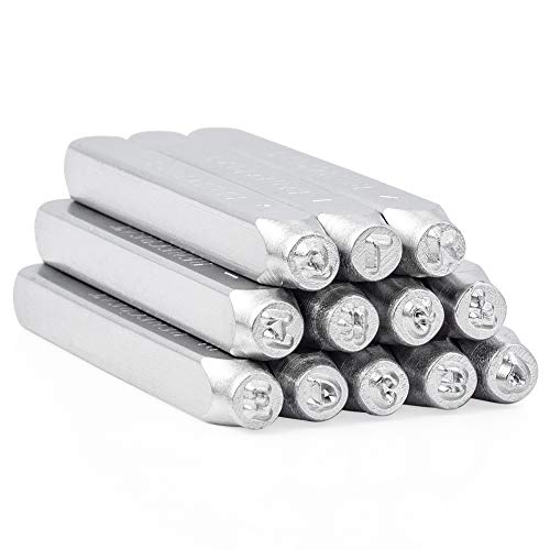 BENECREAT 42PCS 1/8"3 mm Sello de Metal con Letras y números,Mate Efecto Acero al Carbono, A-Z y 0-9, Sellos en mayúsculas Herramienta punzonada para Marcas en Cuero y Metal