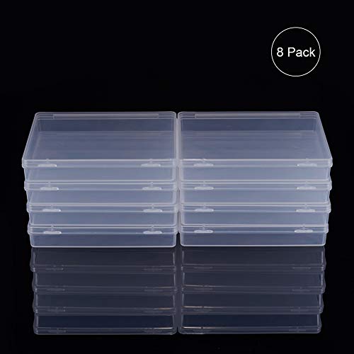 BENECREAT 8 Pack Caja de Contenedores de Almacenamiento de Plástico Transparente con Tapas Abatibles para Pastillas Hierbas Cuentas Pequeñas Tarjetas