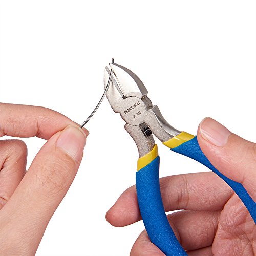 BENECREAT BC-802 105mm Alicate de Joyeria Artesanal de Acero Inoxidable Cortador de Alambre Pinzas para Corta Alambre Azul