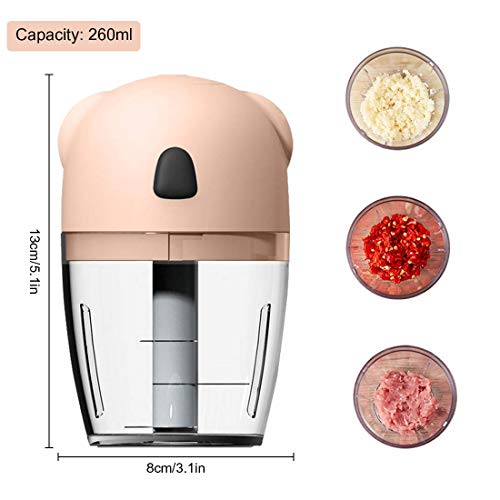 Benooa Procesador de Alimentos Pequeño Eléctrico,Mini Picador de Alimentos Portátil,Picadores de Especias Inalámbricos para Verduras, Cebolla, Ajo,Comida para Bebés (Pink)