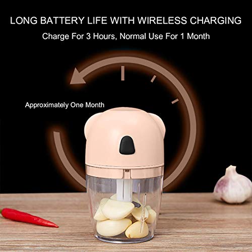 Benooa Procesador de Alimentos Pequeño Eléctrico,Mini Picador de Alimentos Portátil,Picadores de Especias Inalámbricos para Verduras, Cebolla, Ajo,Comida para Bebés (Pink)